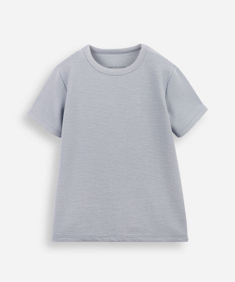 camiseta infantil manga curta canelada azul
