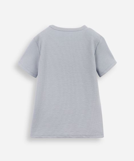 camiseta infantil manga curta canelada azul