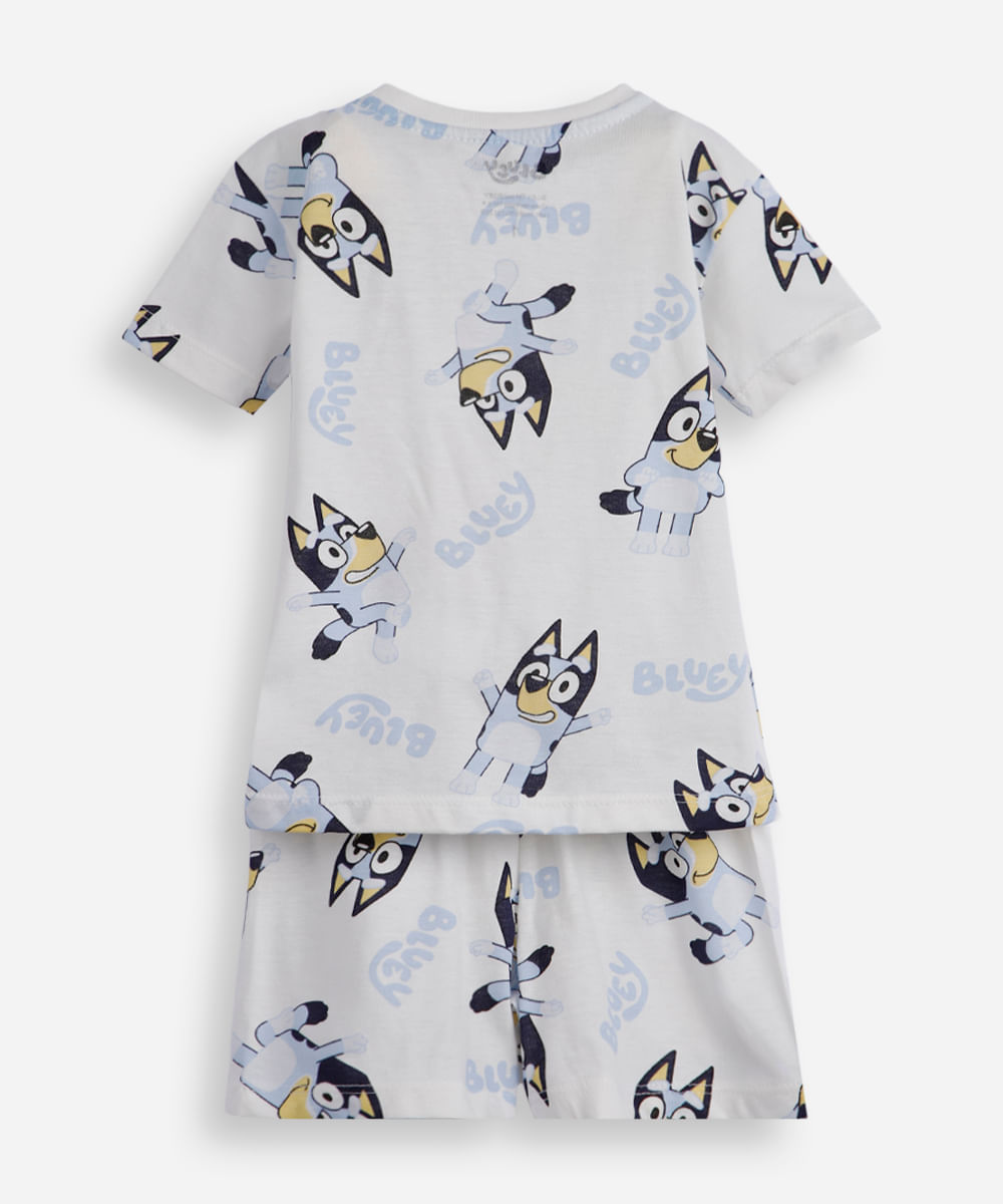 pijama curto infantil de algodão bluey off white
