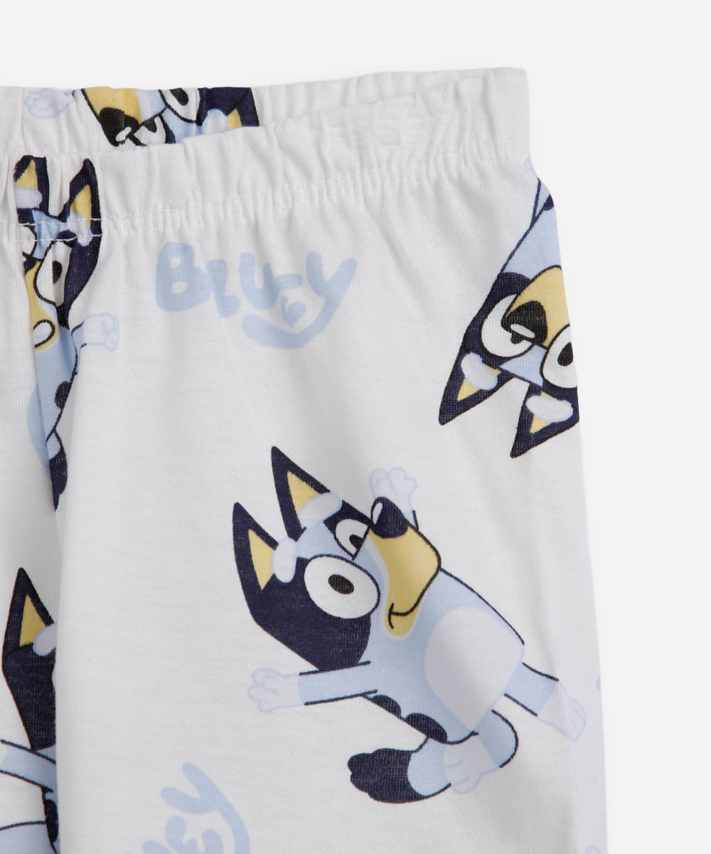 pijama curto infantil de algodão bluey off white