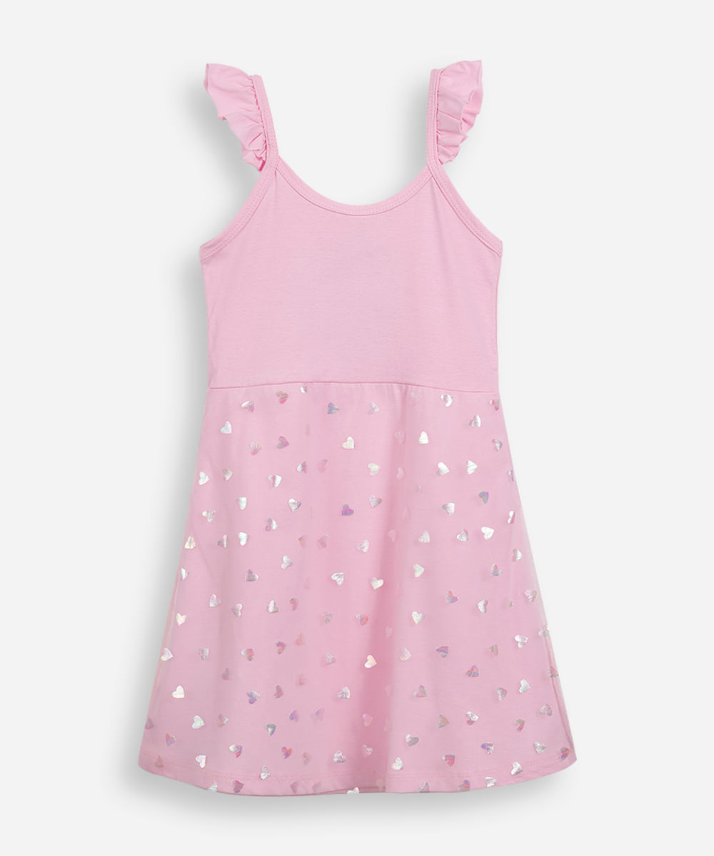 camisola infantil de algodão e tule hello kitty rosa