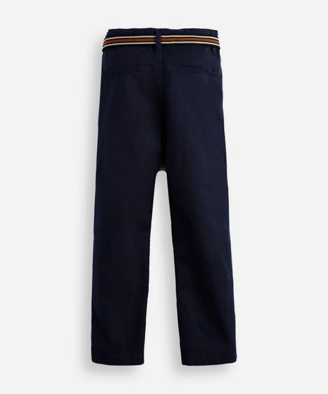 calça de sarja infantil com cinto azul