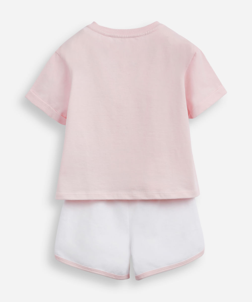 conjunto curto infantil de algodão kansas city nfl rosa