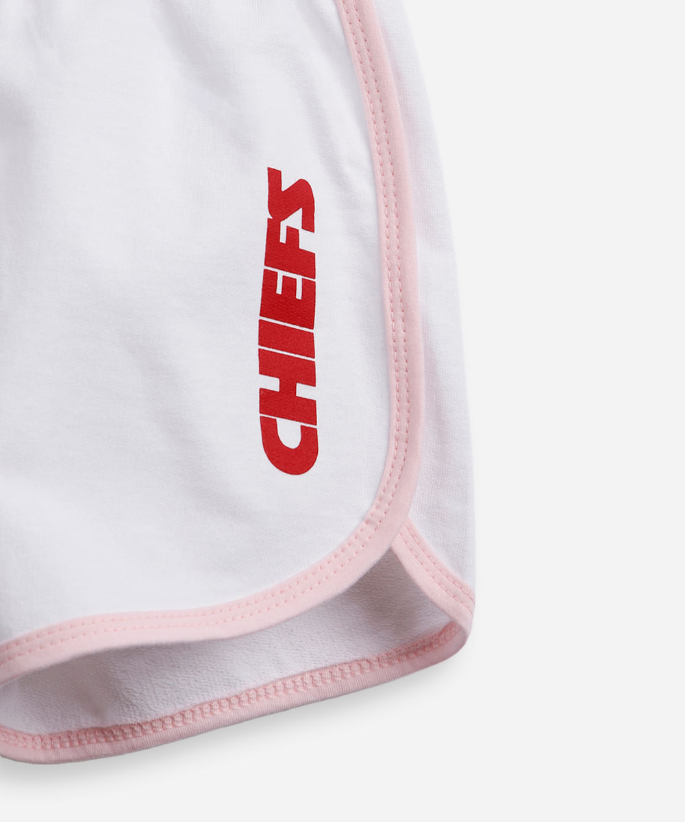 conjunto curto infantil de algodão kansas city nfl rosa