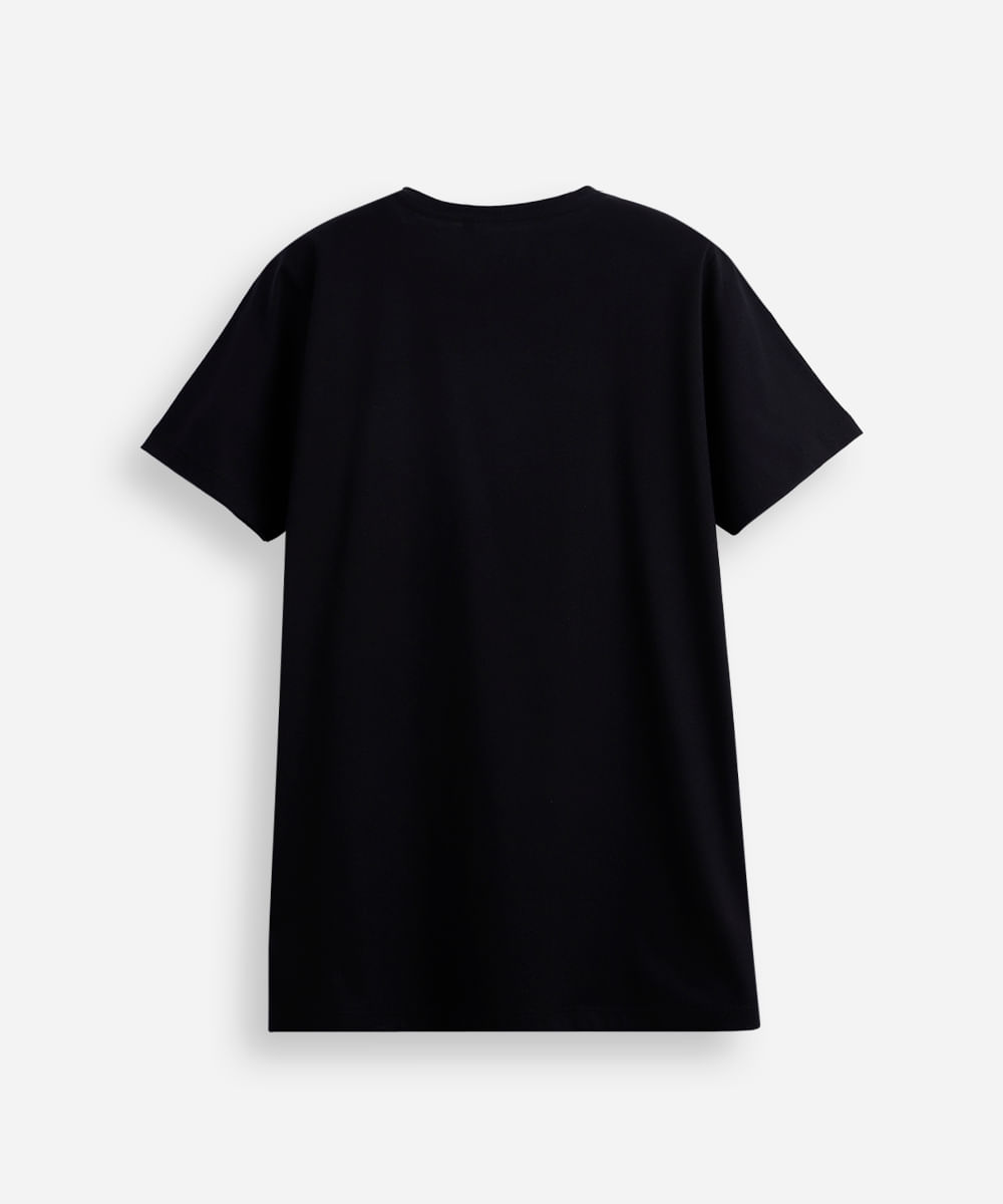 camiseta juvenil de algodão manga curta one piece preta