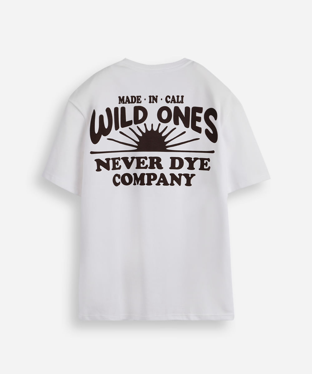 camiseta juvenil manga curta wild ones off white