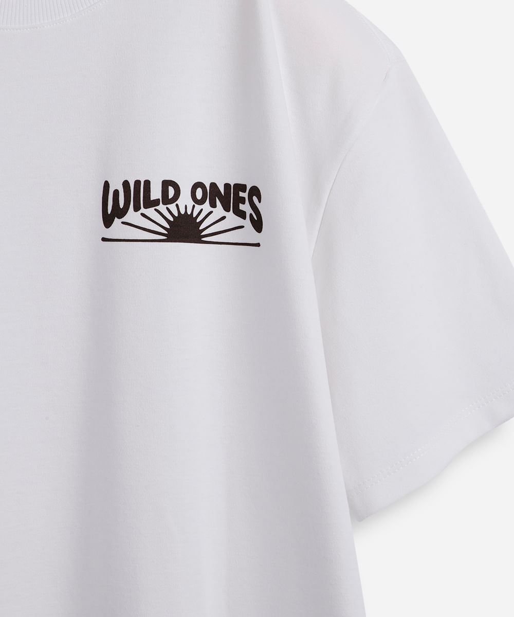 camiseta juvenil manga curta wild ones off white