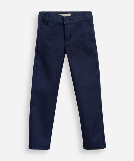 calça slim chino infantil de sarja azul