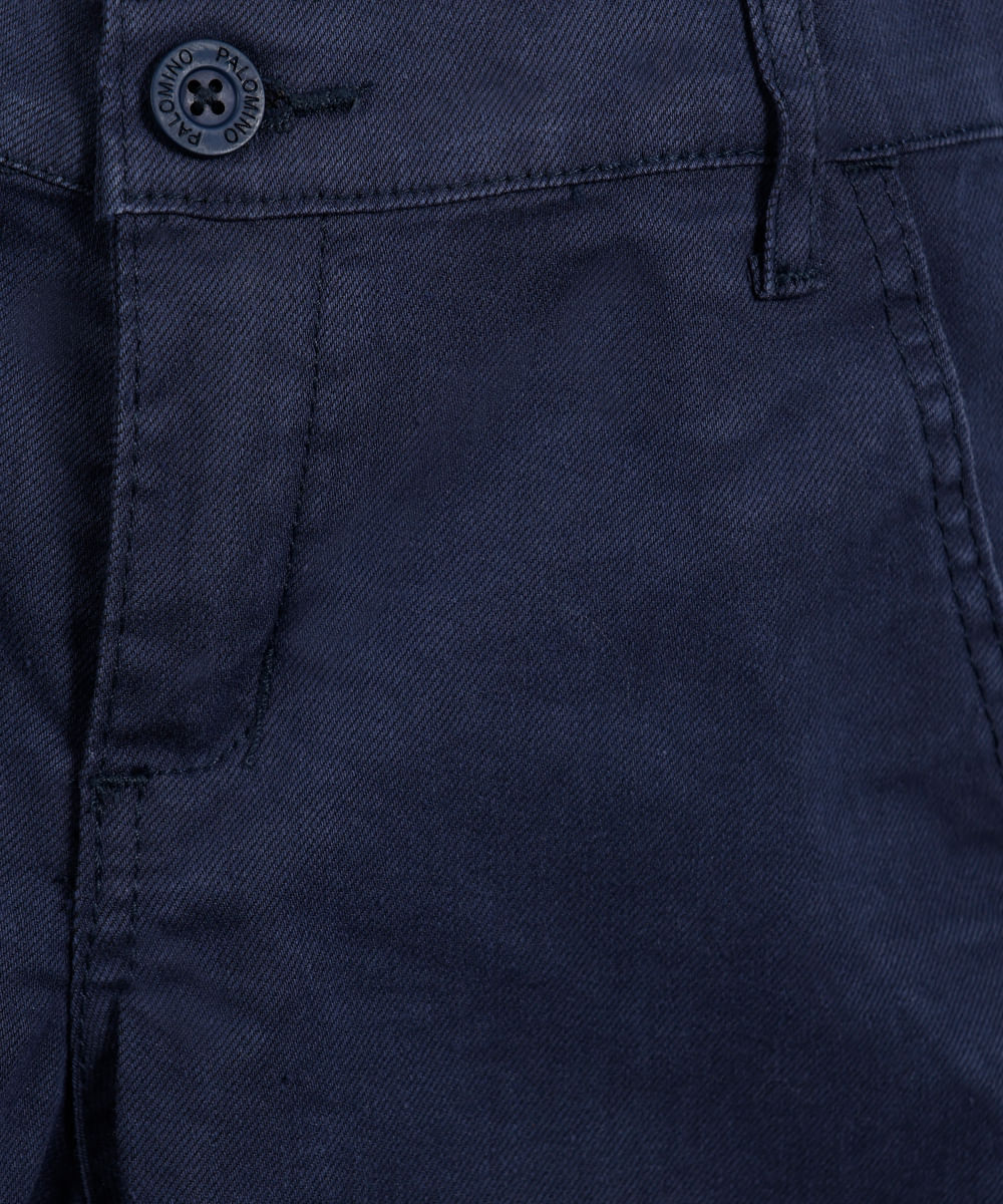 calça slim chino infantil de sarja azul
