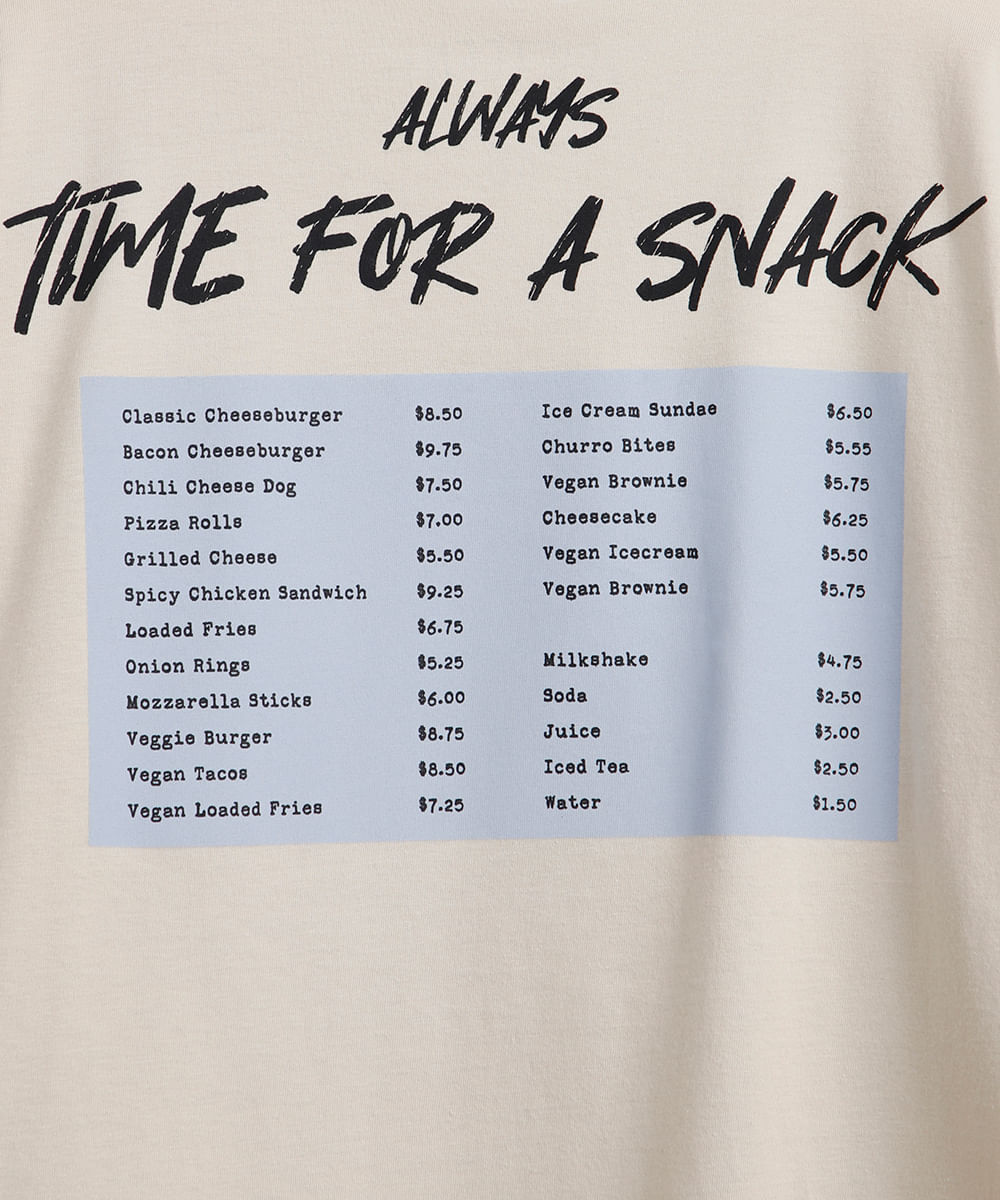 camiseta juvenil de algodão estampada bege