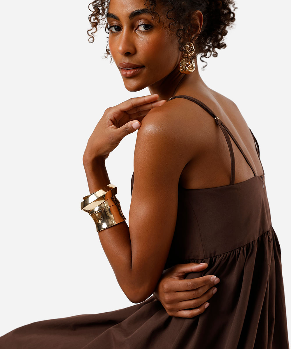 vestido feminino midi godê marrom