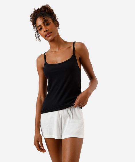 regata de pijama feminina avulsa canelada  preta