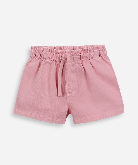 short infantil de sarja cós elástico rosa