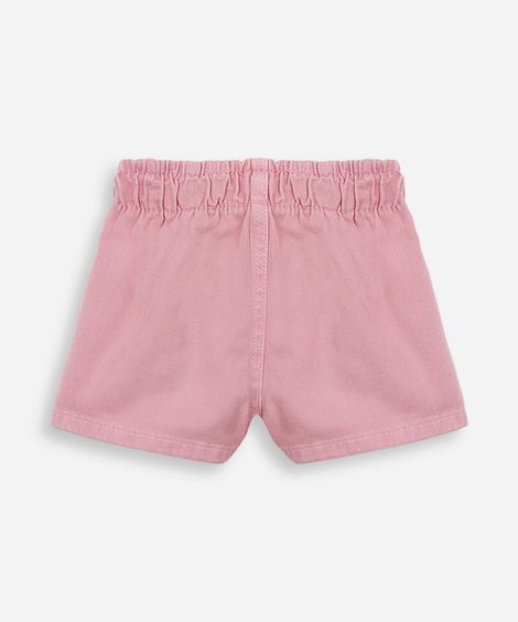 short infantil de sarja cós elástico rosa