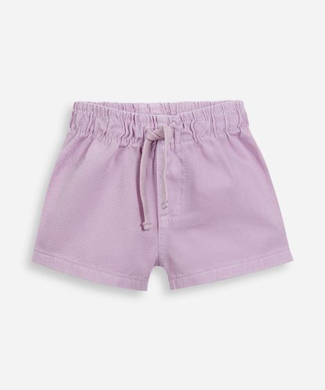 short infantil de sarja cós elástico lilás
