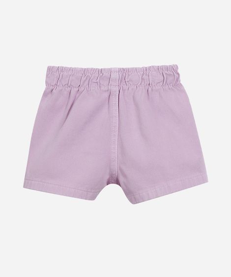 short infantil de sarja cós elástico lilás