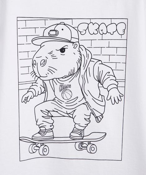 camiseta infantil de algodão capygoods com brinde canetinhas laváveis off white