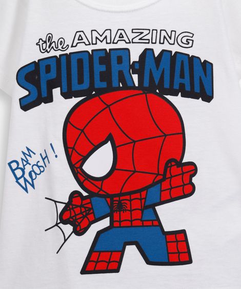 conjunto curto infantil de algodão homem aranha off white