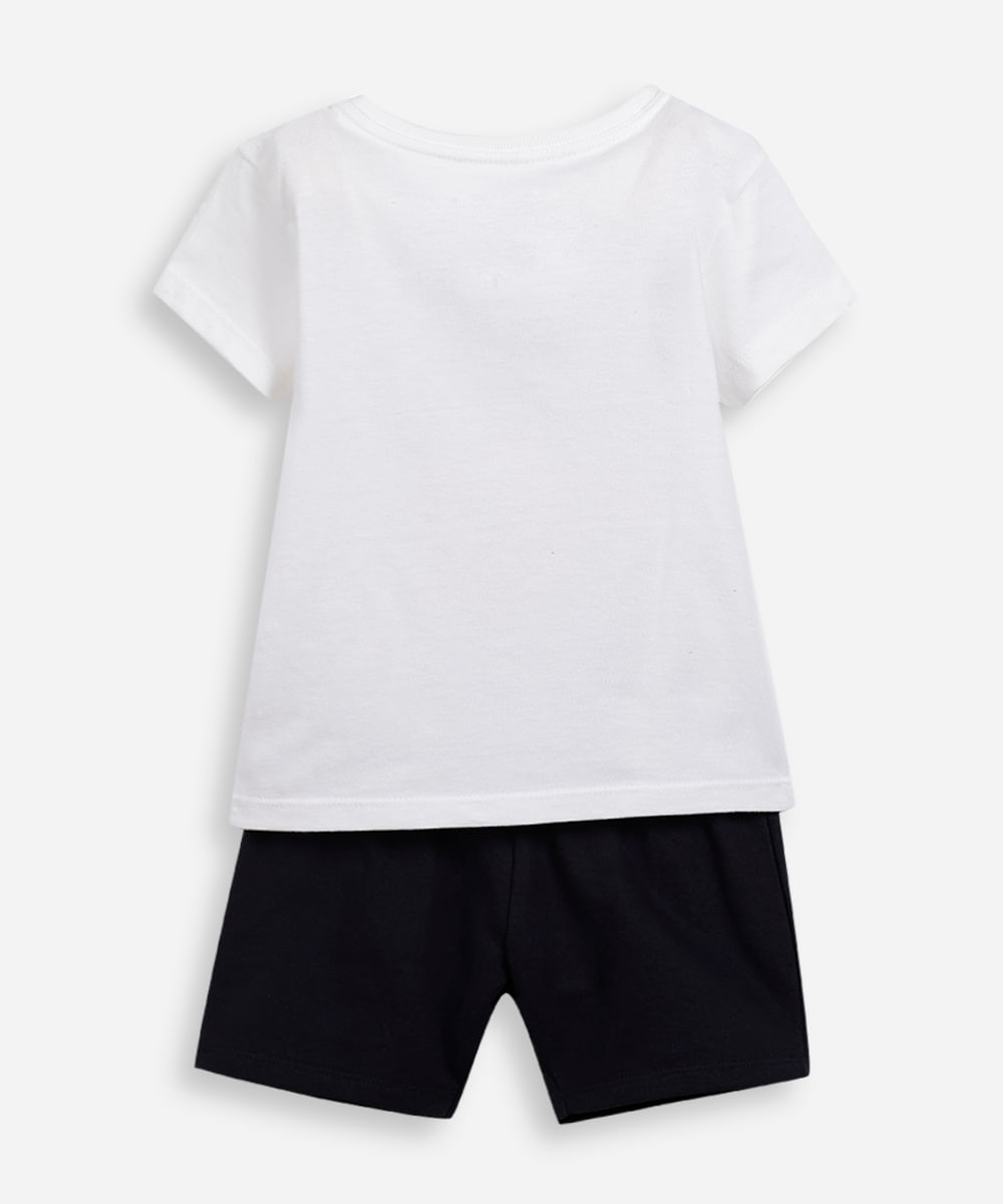 conjunto curto infantil de algodão homem aranha off white