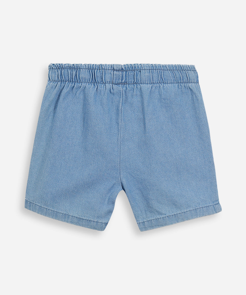 short reto infantil jeans cós elástico azul