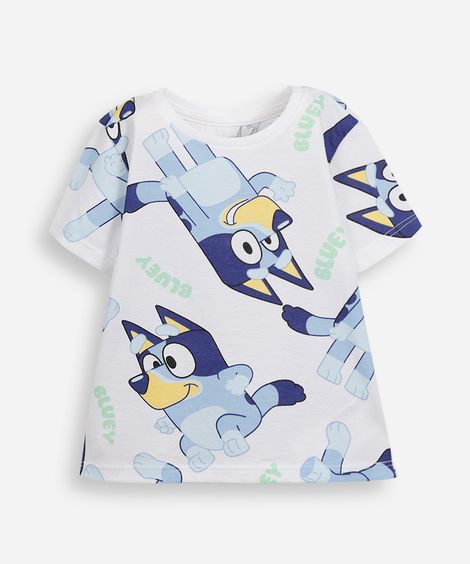 camiseta infantil de algodão manga curta bluey - off white
