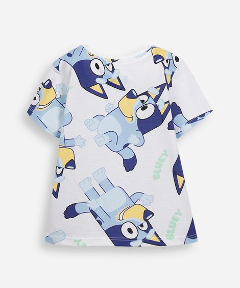 camiseta infantil de algodão manga curta bluey - off white