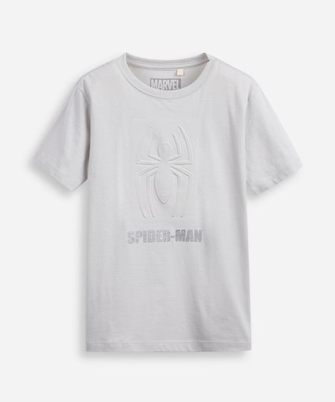 camiseta infantil de algodão homem aranha cinza