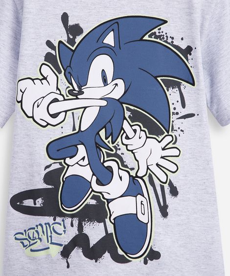 pijama curto infantil de algodão sonic cinza