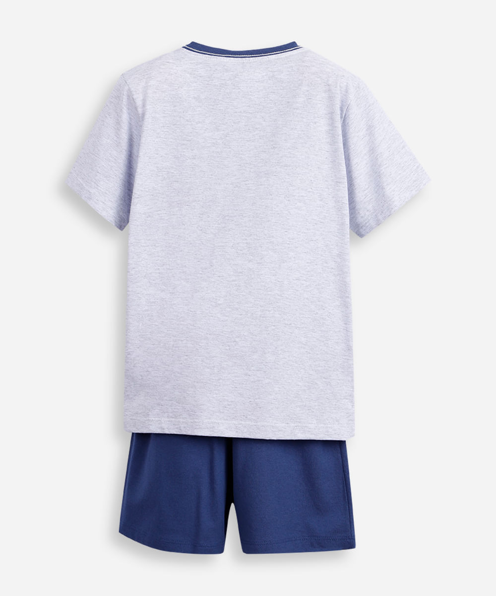 pijama curto infantil de algodão sonic cinza