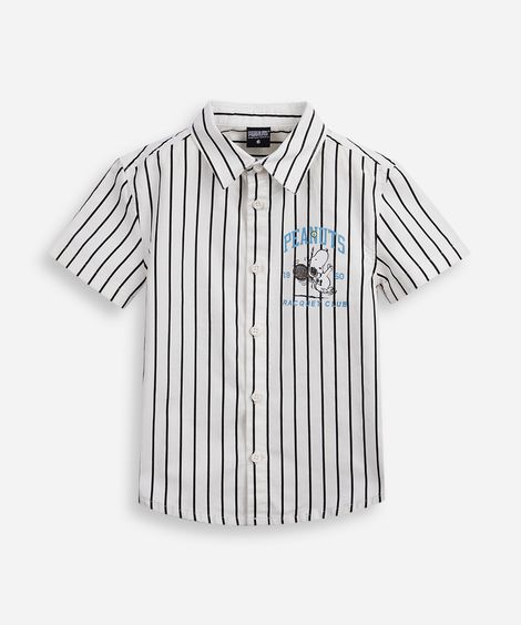 camisa infantil de algodão snoopy listrada off white