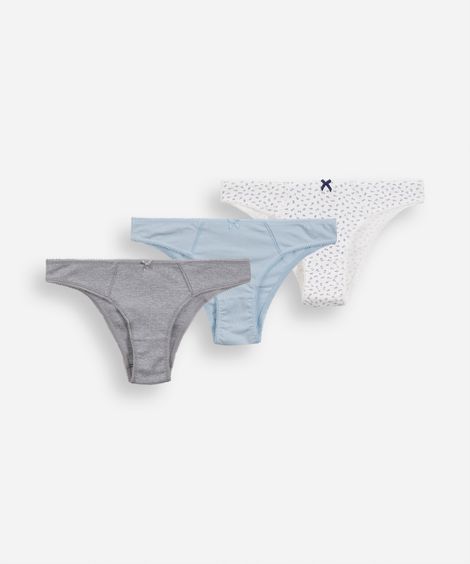 kit de 3 calcinhas biquini algodão estampa liberty colorido