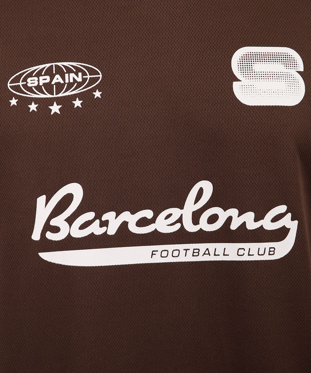 polo juvenil com recorte barcelona texturizada marrom