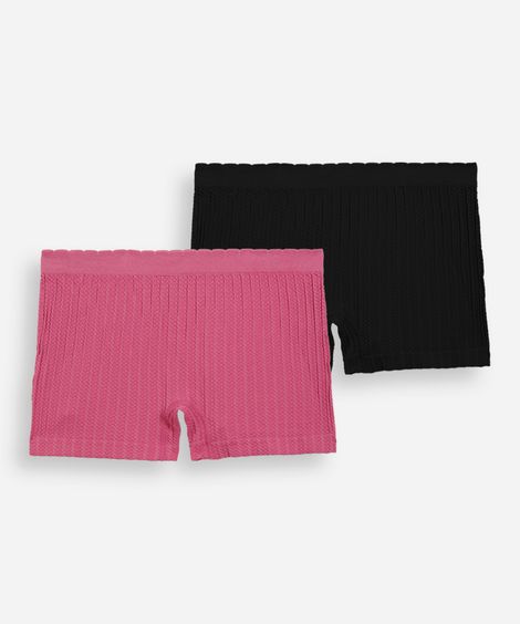 kit de 2 calcinhas boyshort sem costura texturizadas colorido