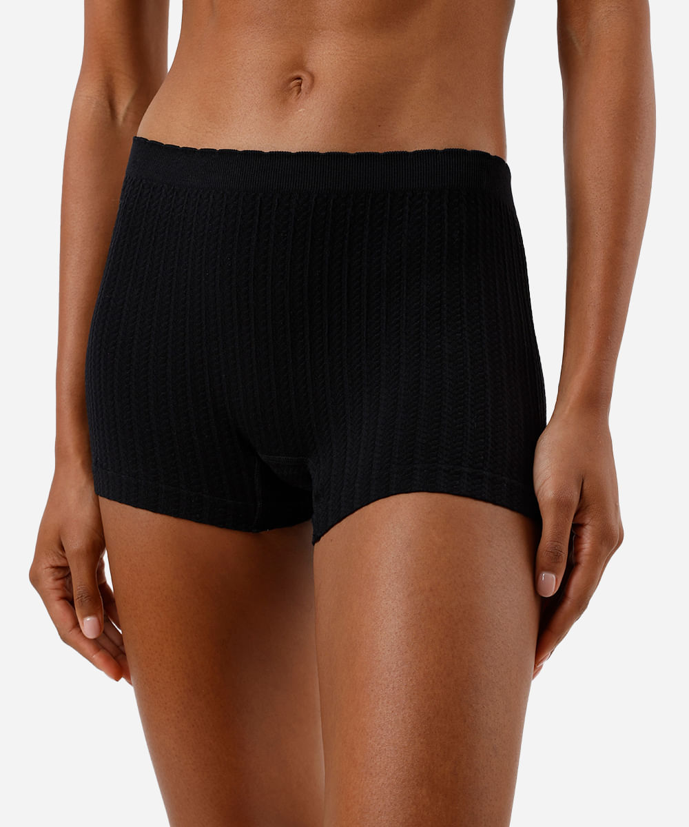 kit de 2 calcinhas boyshort sem costura texturizadas colorido