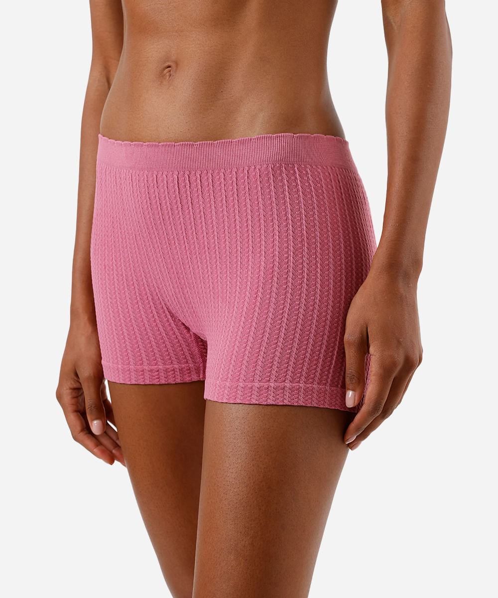 kit de 2 calcinhas boyshort sem costura texturizadas colorido