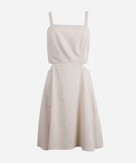 vestido juvenil curto com cutout na cintura bege