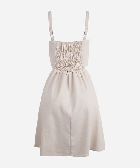 vestido juvenil curto com cutout na cintura bege