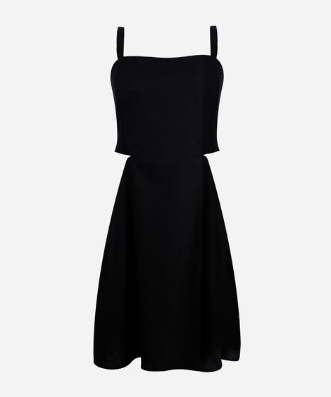 vestido juvenil curto com cutout na cintura preto