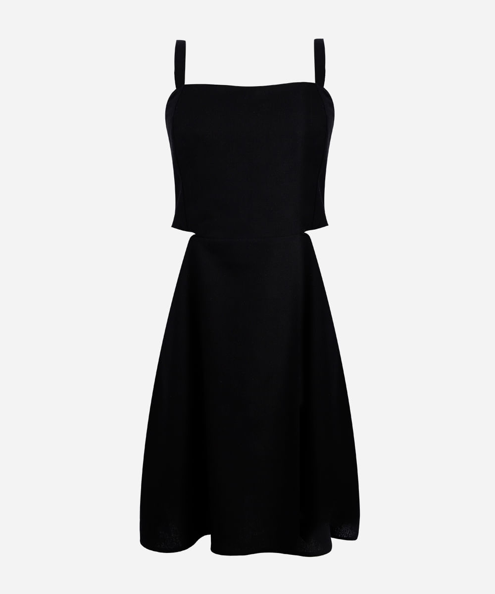 vestido juvenil curto com cutout na cintura preto