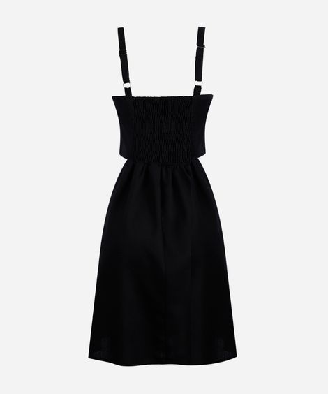 vestido juvenil curto com cutout na cintura preto
