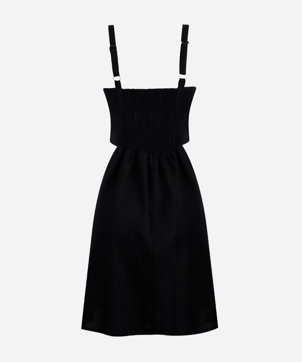 vestido juvenil curto com cutout na cintura preto