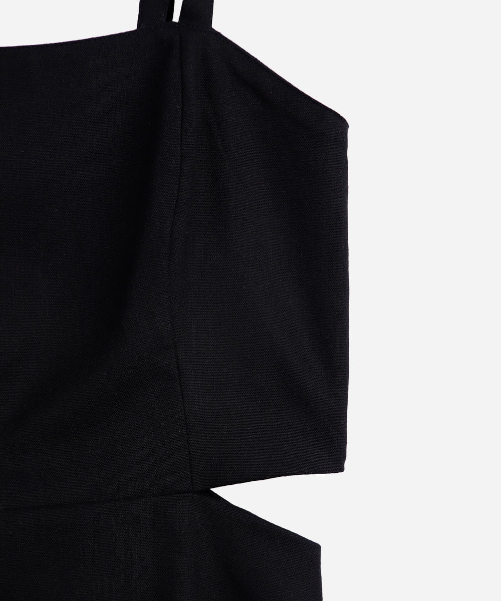 vestido juvenil curto com cutout na cintura preto