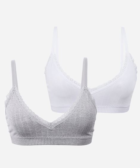 kit de 2 sutiãs triângulo com bojo removível colorido