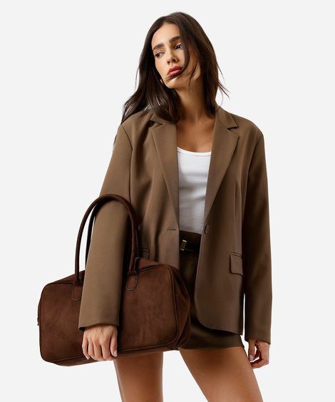 blazer feminino de alfaiataria oversized marrom