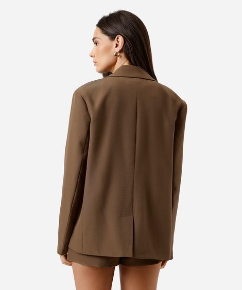 blazer feminino de alfaiataria oversized marrom
