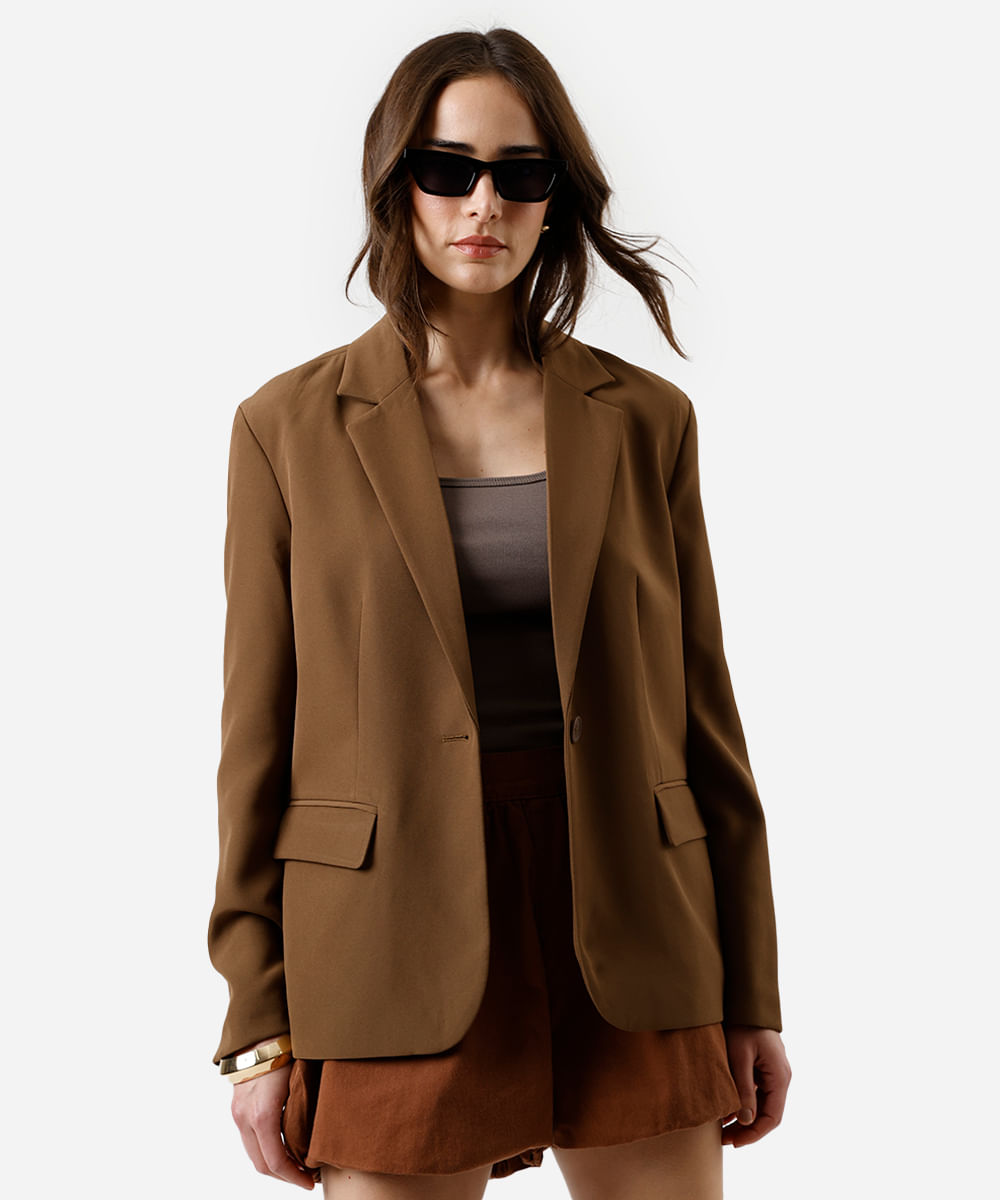 blazer feminino de alfaiataria oversized marrom