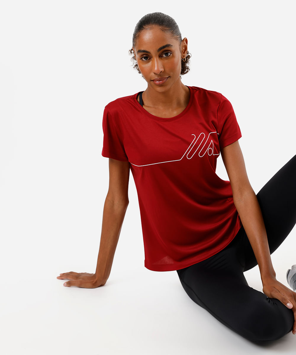 camiseta esportiva manga curta vinho
