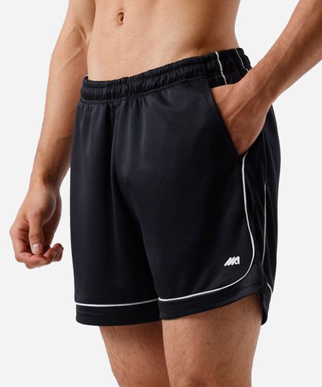 short masculino esportivo com nervuras texturizado preto