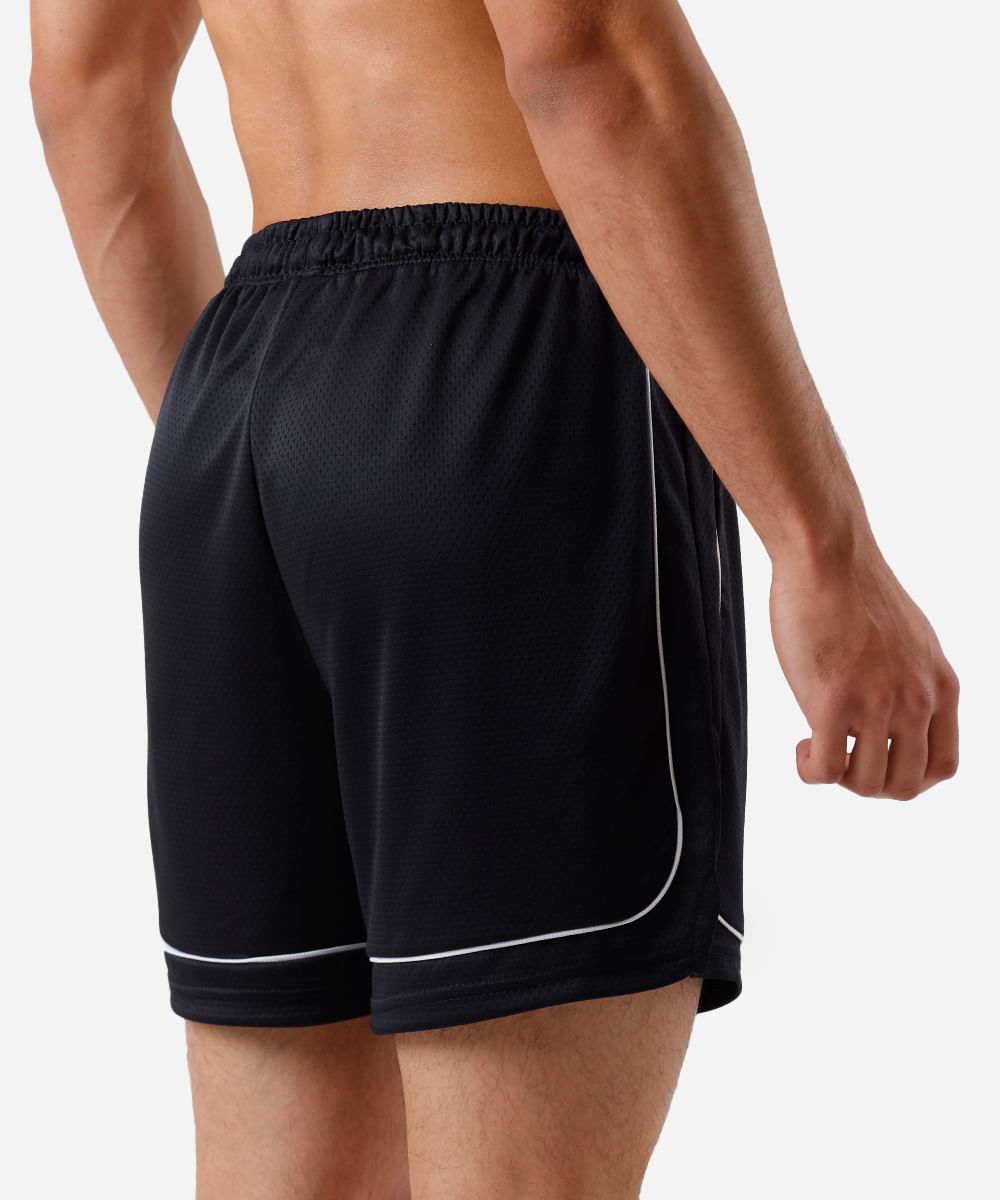 short masculino esportivo com nervuras texturizado preto