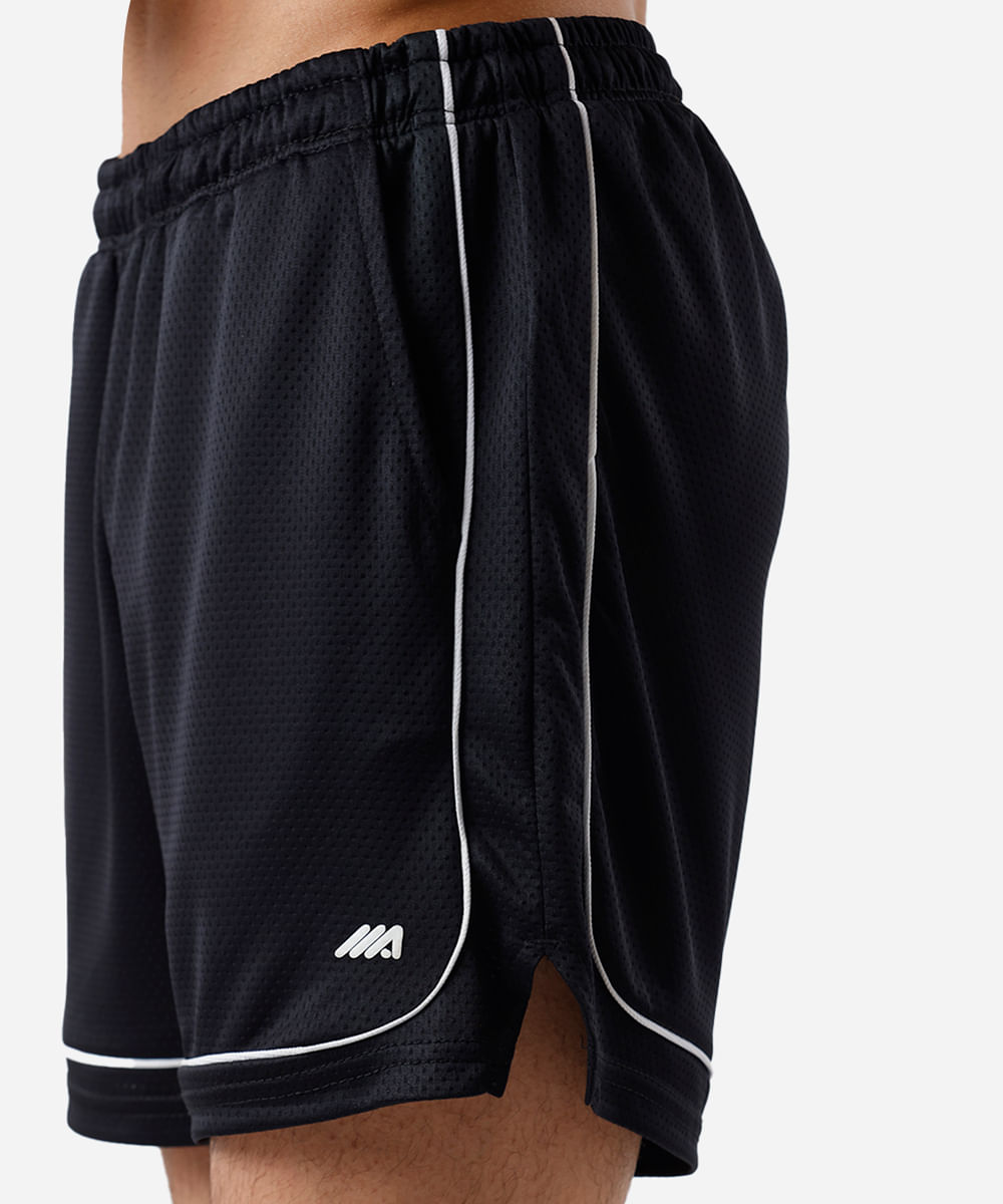 short masculino esportivo com nervuras texturizado preto